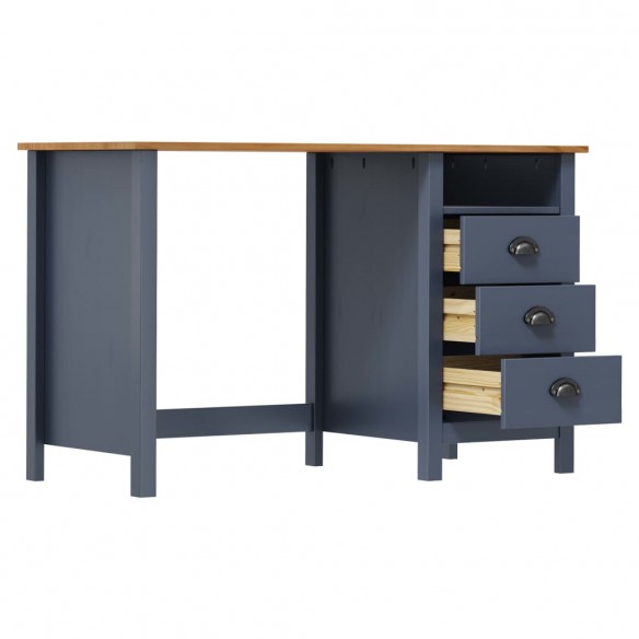 Bureau Hill avec 3 tiroirs Gris 120x50x74 cm Pin solide