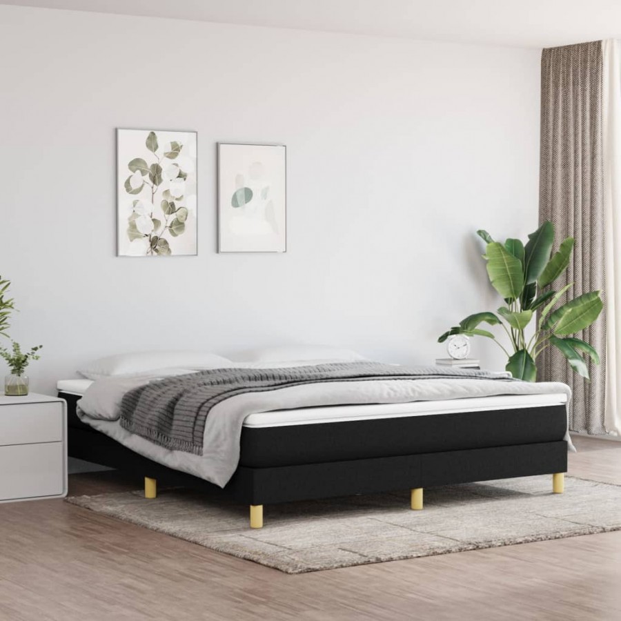 Cadre de lit avec matelas Noir 160x200 cm Tissu