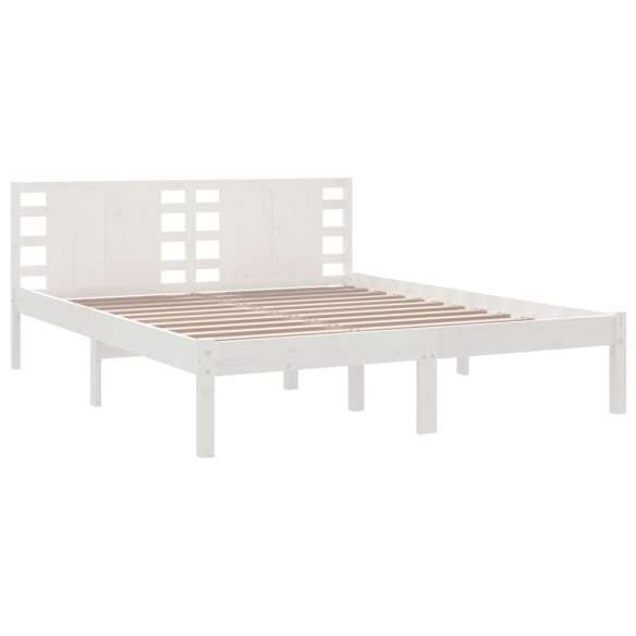 Cadre de lit Blanc Bois de pin massif 160x200 cm