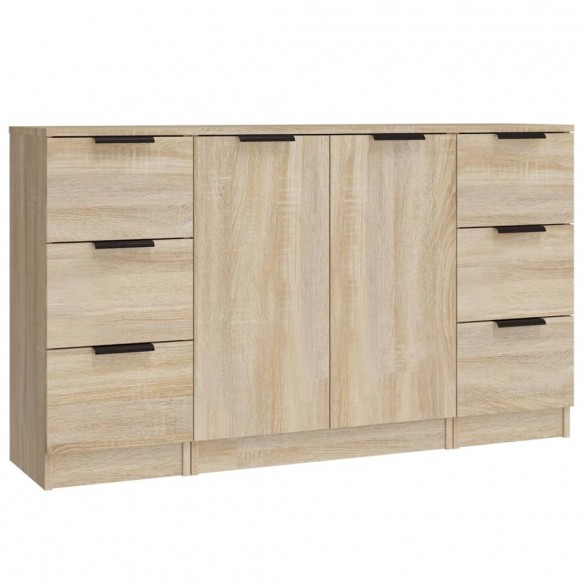 Buffets 3 pcs Chêne sonoma Bois d'ingénierie