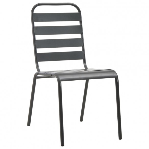 Chaises empilables de d'extérieur 2 pcs Acier Gris