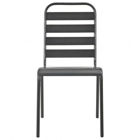 Chaises empilables de d'extérieur 2 pcs Acier Gris