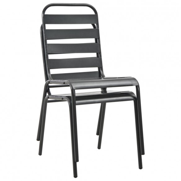 Chaises empilables de d'extérieur 2 pcs Acier Gris