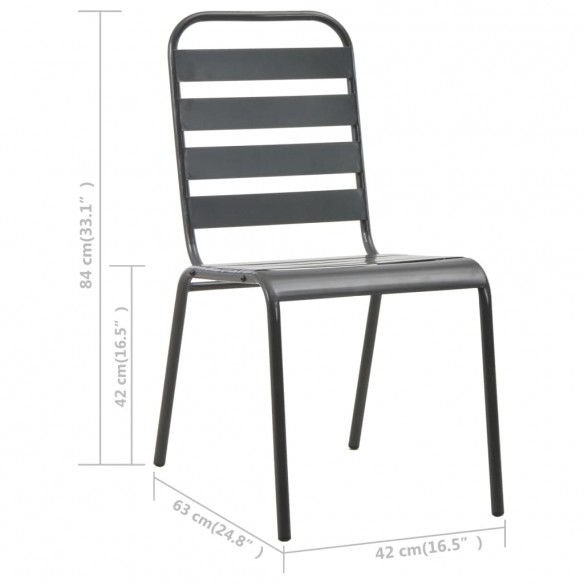 Chaises empilables de d'extérieur 2 pcs Acier Gris