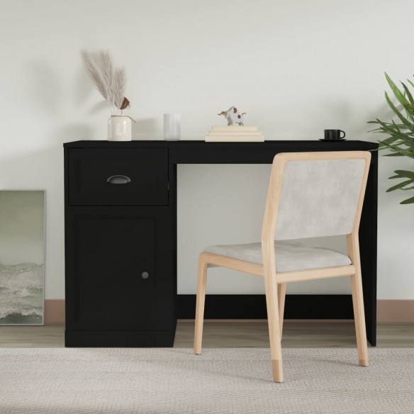 Bureau avec tiroir noir 115x50x75 cm bois d'ingénierie