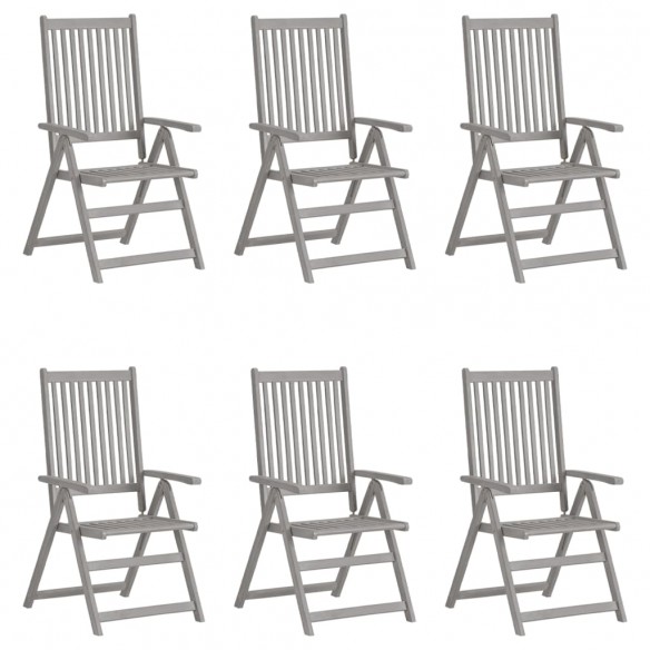 Chaises inclinables de jardin 6 pcs avec coussins Bois d'acacia