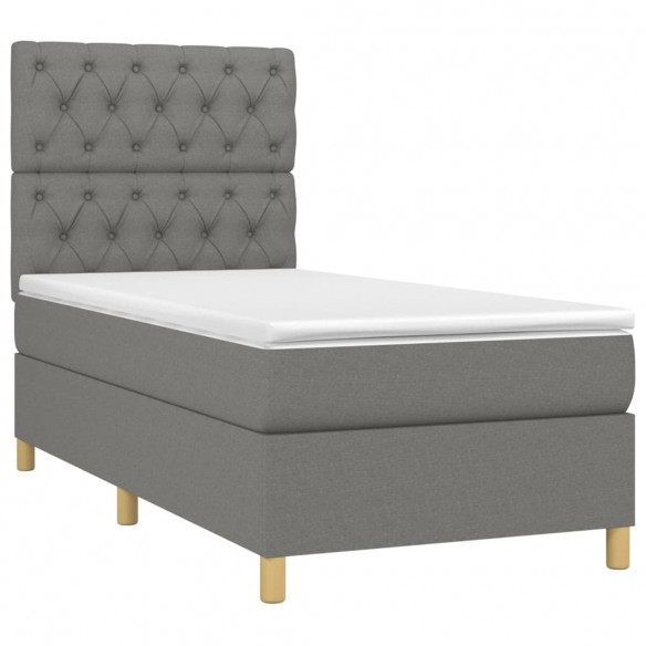 Cadre de lit et matelas et LED Gris foncé 80x200cm