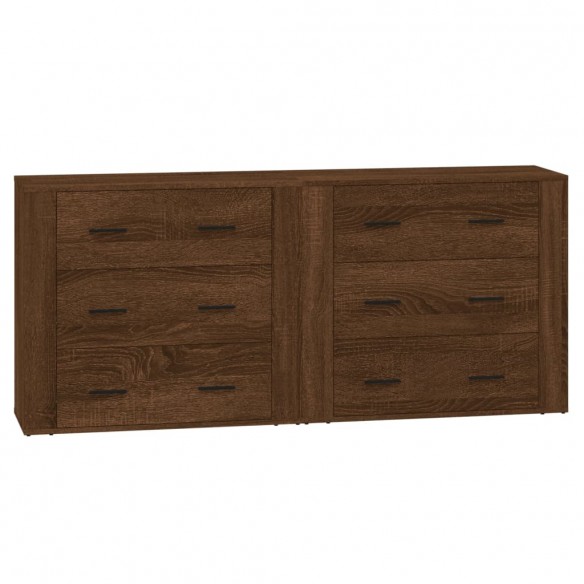 Buffets 2 pcs chêne marron bois d'ingénierie