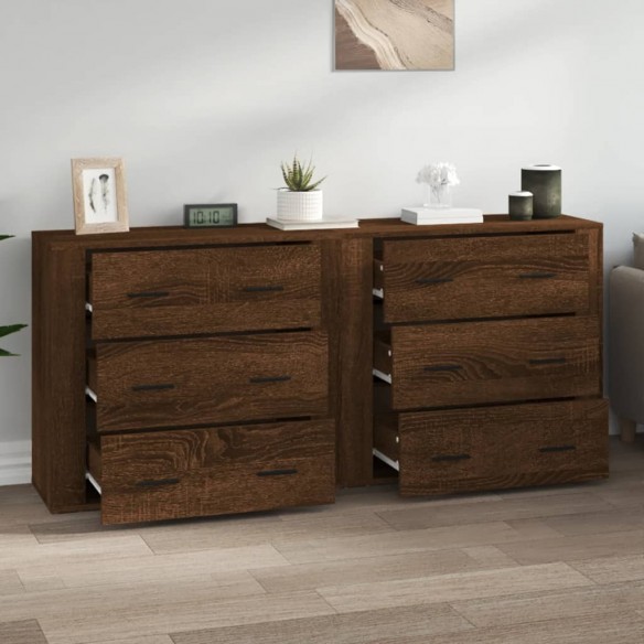 Buffets 2 pcs chêne marron bois d'ingénierie