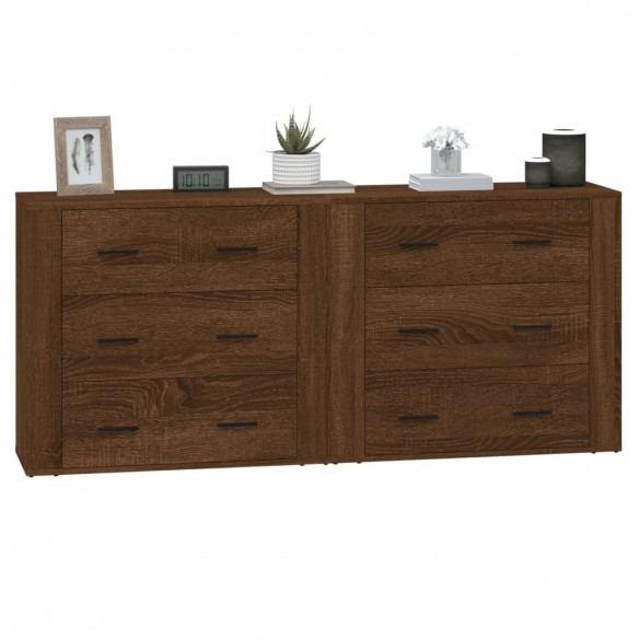 Buffets 2 pcs chêne marron bois d'ingénierie