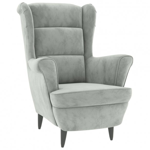 Fauteuil gris clair velours