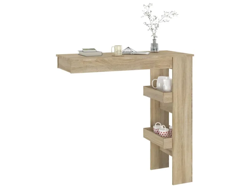 Table bar murale Chêne Sonoma 102x45x103,5 cm Bois d'ingénierie