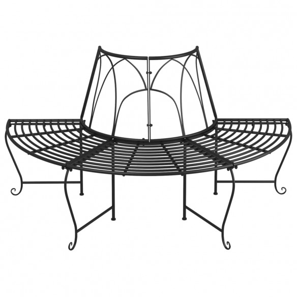 Banc demi-circulaire tour d'arbre Ø159 cm Noir Acier