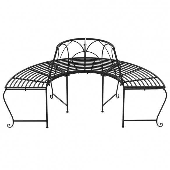 Banc demi-circulaire tour d'arbre Ø159 cm Noir Acier