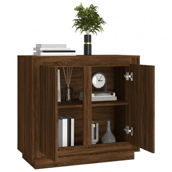 Buffet chêne marron 80x34x75 cm bois d'ingénierie