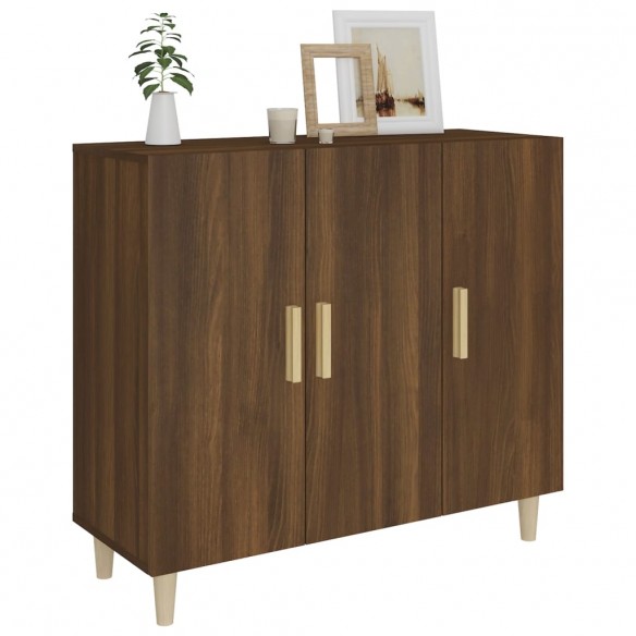 Buffet chêne marron 90x34x80 cm bois d'ingénierie