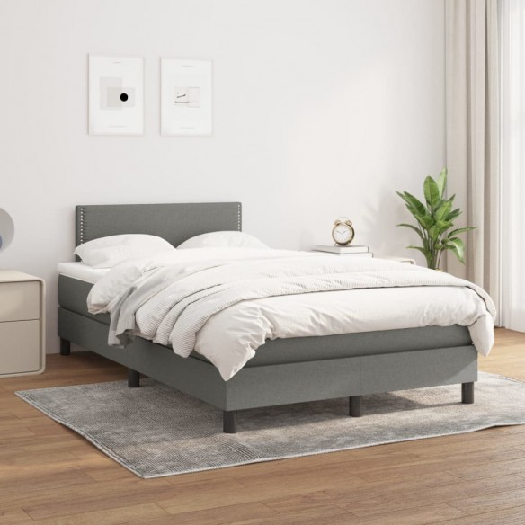 Cadre de lit avec matelas Gris foncé 120x200cm Tissu