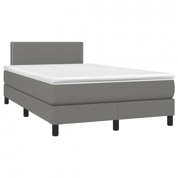 Cadre de lit avec matelas Gris foncé 120x200cm Tissu