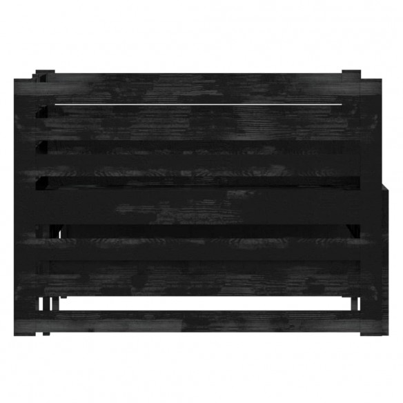 Lit coulissant Noir Bois de pin massif 2x(90x200) cm