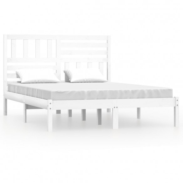 Cadre de lit blanc 120x190 cm petit double bois massif de pin