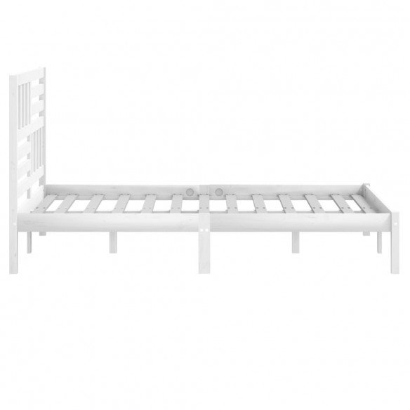 Cadre de lit blanc 120x190 cm petit double bois massif de pin