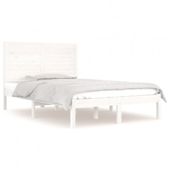 Cadre de lit Blanc Bois massif 120x190 cm Petit Double