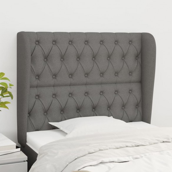 Tête de lit avec oreilles Gris foncé 103x23x118/128 cm Tissu