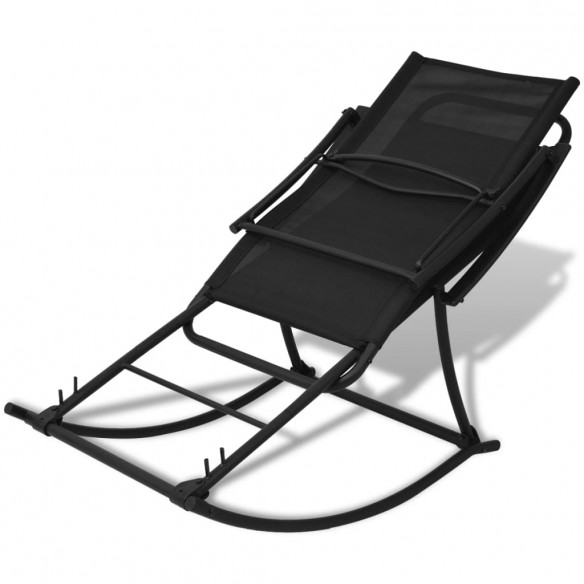 Chaise à bascule de jardin Acier et textilène Noir