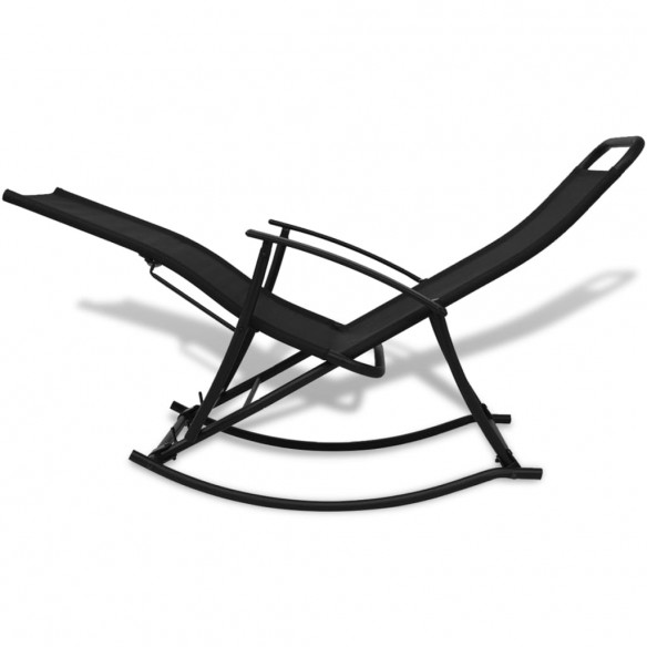 Chaise à bascule de jardin Acier et textilène Noir