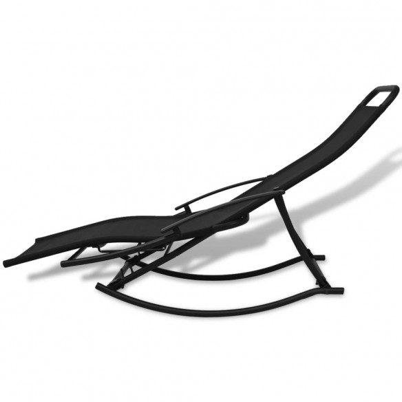 Chaise à bascule de jardin Acier et textilène Noir