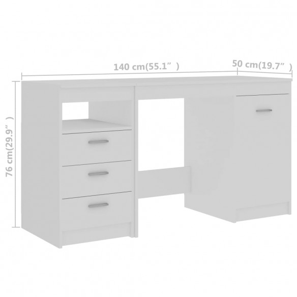 Bureau Blanc 140x50x76 cm Aggloméré