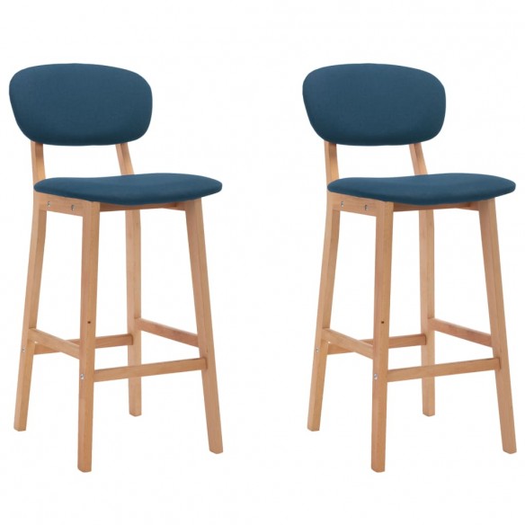 Tabourets de bar lot de 2 bleu tissu