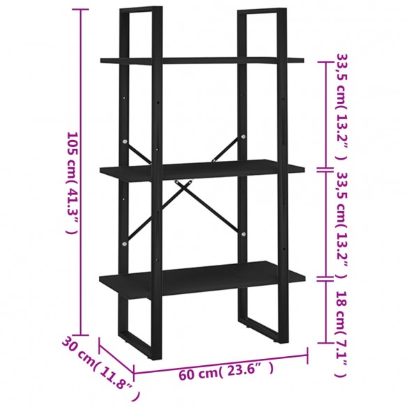 Étagère de rangement Noir 60x30x105 cm Aggloméré