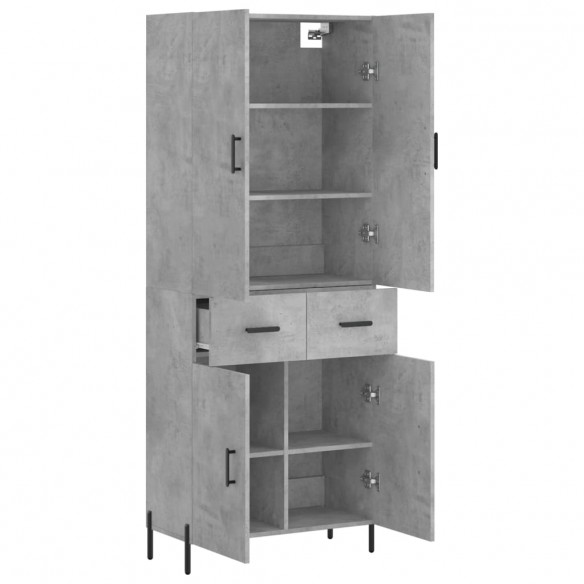 Buffet haut Gris béton 69,5x34x180 cm Bois d'ingénierie