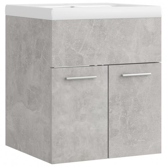 Armoire d'évier avec lavabo intégré Gris béton Aggloméré