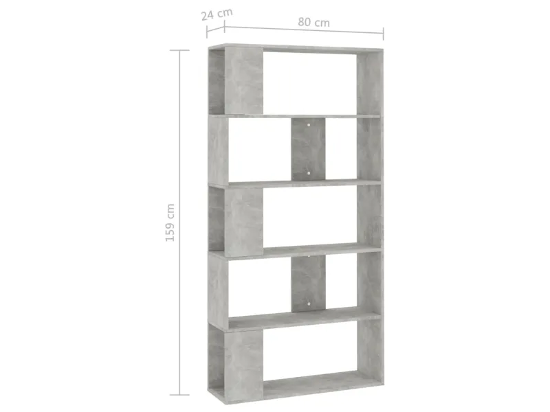 Bibliothèque/Séparateur de pièce Gris béton 80x24x159 cm