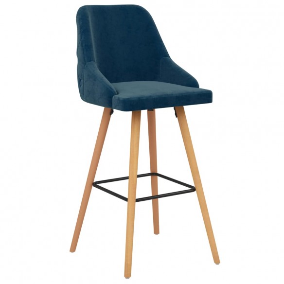 Tabourets de bar lot de 2 bleu velours