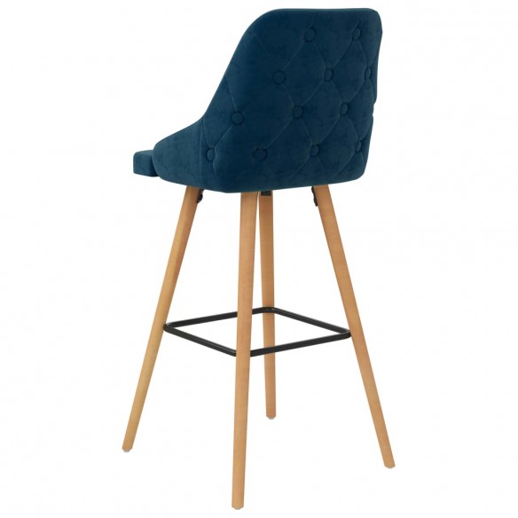 Tabourets de bar lot de 2 bleu velours