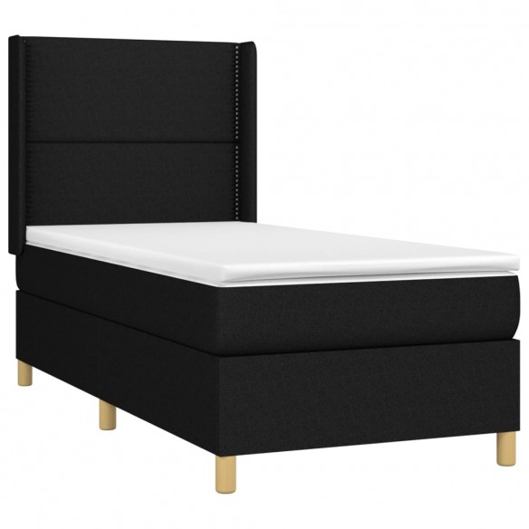 Cadre de lit matelas et LED Noir 90x190 cm Tissu