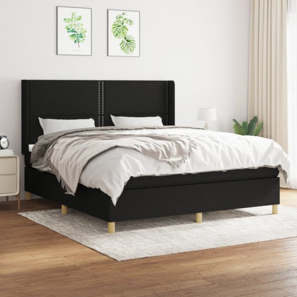 Cadre de lit avec matelas Noir 180x200 cm Tissu