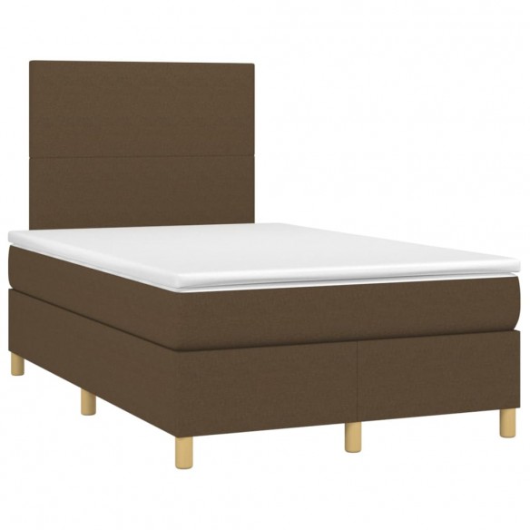 Cadre de lit matelas et LED Marron foncé 120x200 cm