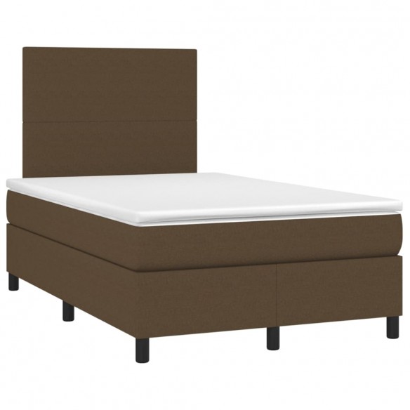 Cadre de lit matelas et LED Marron foncé 120x200 cm