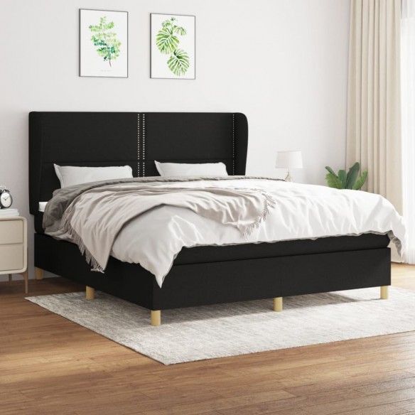 Cadre de lit avec matelas Noir 180x200 cm Tissu