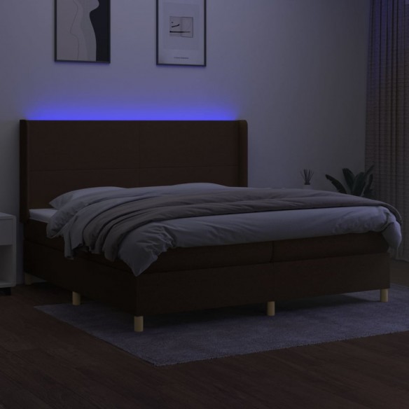 Cadre de lit matelas et LED Marron foncé 200x200 cm