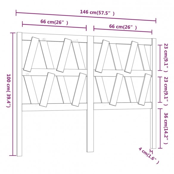 Tête de lit Marron miel 146x4x100 cm Bois massif de pin