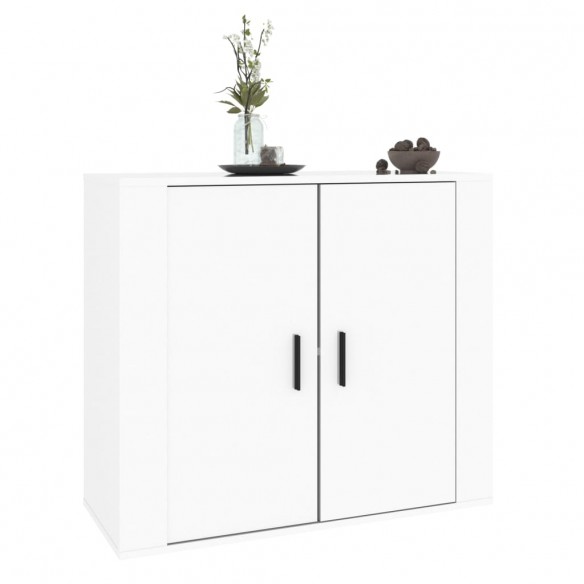 Buffet Blanc brillant 80x33x70 cm Bois d'ingénierie