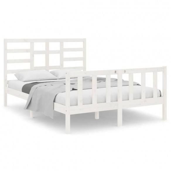 Cadre de lit Blanc Bois massif 135x190 cm Double