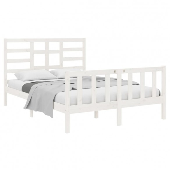 Cadre de lit Blanc Bois massif 135x190 cm Double