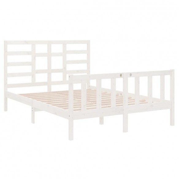 Cadre de lit Blanc Bois massif 135x190 cm Double