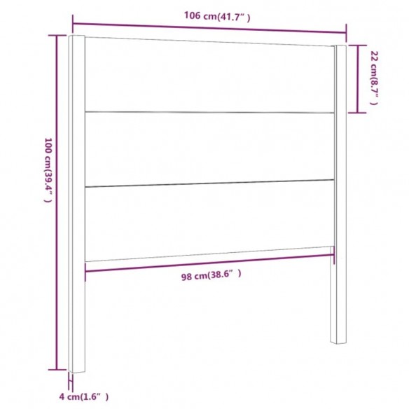 Tête de lit 106x4x100 cm Bois massif de pin